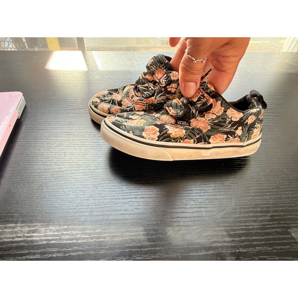 Vans Toddler Floral Easy-On Sneakers Black Pink Orange Size 9C